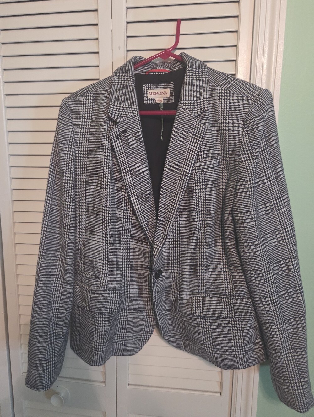 Merona Black and White Glen Plaid Sport Coat